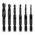 6 Packs Combination Drill & Taps Bit Set, Screw Tapping in SAE Size 6-32nc 8-32nc 10-32nc 10-24nc 12-24nc 1/4-20nc with Anti-rust Black Coating, 1/4” Hex Shank and Storage Case