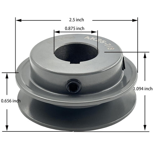 AK25-7/8 V Belt Pulley - 7/8 Inch Bore, 2.5 Inch Outside Diameter, Cast Iron V-Belt Sheave for A AX 3L 4L V-Belts