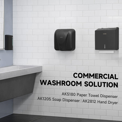 250 AK5180 10.6"x3.9") AIKE Sheets Compact Multifold Wall Mount Paper Towel Dispenser,Stainless Steel Black (Max Folded