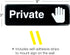 Excello Global Products Private Sign for Doors, Easy to Mount Informative Plastic Sign with Symbols, Pack of 3 (Black)