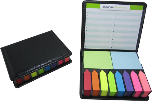 Cute Paper Boxed Self Sticky Notes Set, 2000 Pages Colorful Tape Flags, Arrow Flags, Memo Pads, 12 Colors with Holder