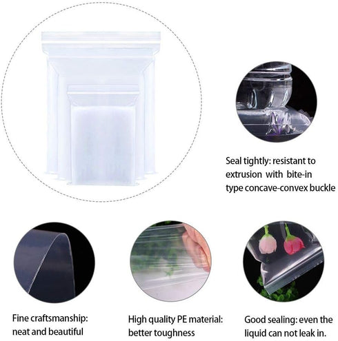 Small Plastic Bags for Jewelry, 300pcs Resealable Zip Bags Clear Zipper Baggies for Beads, Board Games, Pill Storage