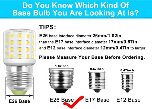 LED Appliance Light Bulb for Refrigerator, 4W (40W Equivalent) E26 Medium Base, Daylight White 5000K, Pack of 3
