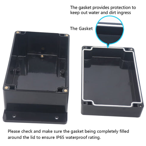 Junction Box - Zulkit Waterproof Dustproof IP65 ABS Universal Electrical Boxes Enclosure with Fixed Ear, Black 6.30 x