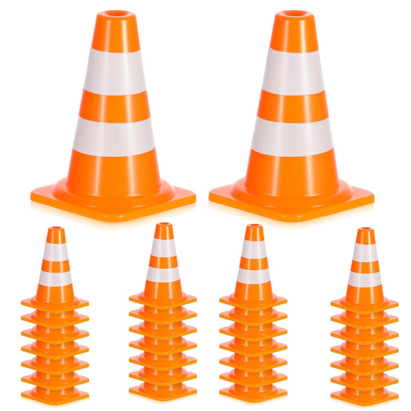 Tweruna 30 PCS Mini Traffic Cones, 1" Mini Orange Cones Roadblock Signs, Small