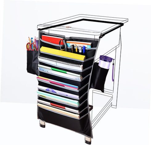 COHEALI Desk Side Storage Bag Oxford Fabric Student Book Organizer Pockets for School Office Dorm (Adjustable Large