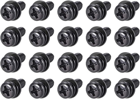 uxcell M5 x 10mm Carbon Steel Phillips Pan Head Machine Screws Bolts with Spring Washer & Plain Washers, 20pcs