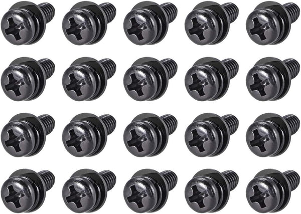 uxcell M5 x 10mm Carbon Steel Phillips Pan Head Machine Screws Bolts with Spring Washer & Plain Washers, 20pcs