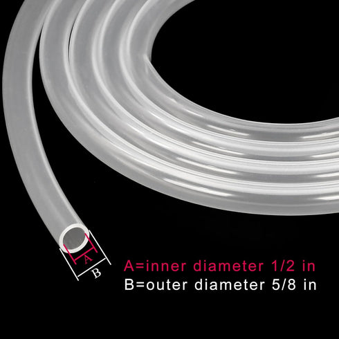 1/2" 5/8" 25ft Silicone Tubing ID x OD - Length Food Grade Silicon Tube Flexible High Temp Pure Silicone Hose for Home