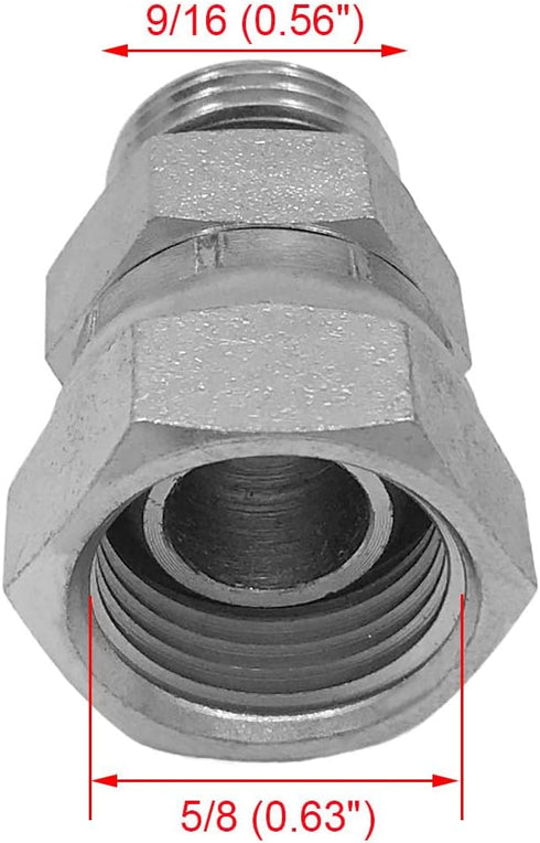 (2-PACK) 6900-06-06-O Hydraulic Adapter Fitting 3/8" Male O-Ring Boss (9/16"-18UNF)×3/8" NPSM Female Pipe Swivel (3/8"-18NPSM) Straight Joints Carbon Steel by BEITERSTOE