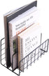 Desk Organizer, 3-Section Vertical Magazine Rack, Metal File Sorter, Document Organizer for Office Desk (Black)