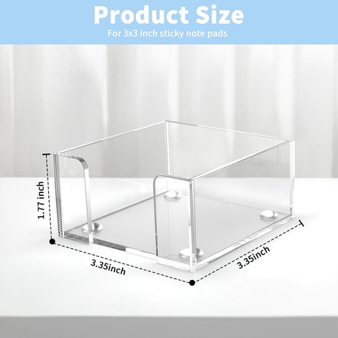 Clear Acrylic Sticky Note Holder - Notepad Holder for 3" x 3" Sticky Note Storage, Classroom and Office Organizer