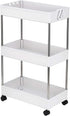 HopeHope 3-Tier Rolling Storage Organizer - Mobile Utility Cart Kitchen Cart with Wheels, Slim Storage Cart, Rolling