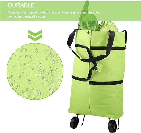 wekunro 2 1 in Foldable Shopping Cart - Portable Trolley Bags for Shopping Cart, Grocery Cart on Wheels Foldable
