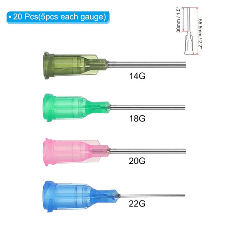 PATIKIL Blunt Tip Dispensing Needles 1.5 Inch, 20 Pcs 4 Different Gauge Industrial Liquid Dispenser Needle with Lure Lock for Refilling Liquid Inks Adhesive Glue