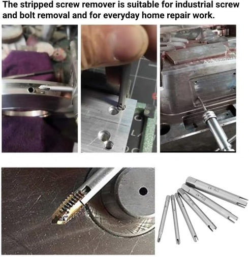 Steel Broken Head Taps Extractor Set, 6 Pcs Screw Remover for Everyday Home Repair Work