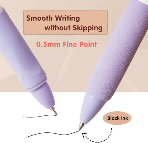 Erasable Black Ink Gel Pen with Eraser, 0.5mm Fine Point Cute Pen for Girls and Boys for Note Taking and Marking