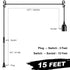 SIXZOONM 15Ft E26 Bulb Bulb) Hanging Light Cord - Black, Pendant Light Cord with Light Socket, On/Off Switch, Polarized