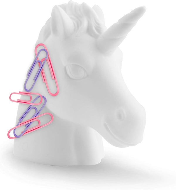 MUSTARD Magnetic Paperclip Holder - White Unicorn Paper Clip Holder