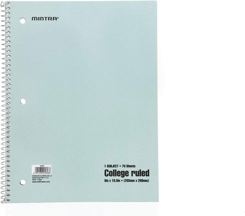 Spiral Notebooks - 6 Pack, Pastel, College Ruled, 70 Sheets, For School, Office, Business, Professional