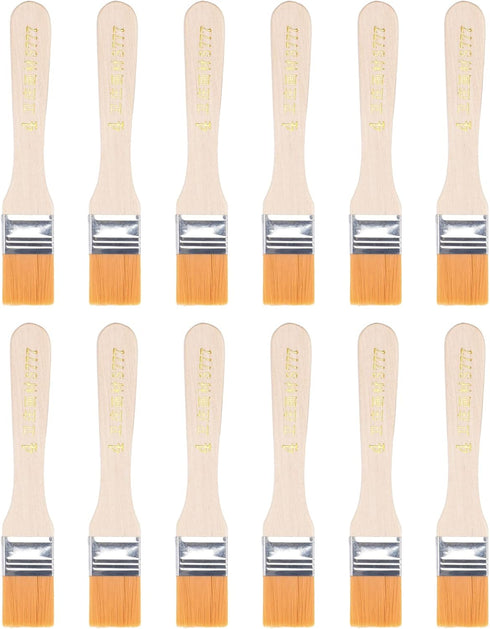 uxcell 6" Paint Brush, 1" Width Soft Nylon Bristle with Wood Handle, Yellow, 12Pcs