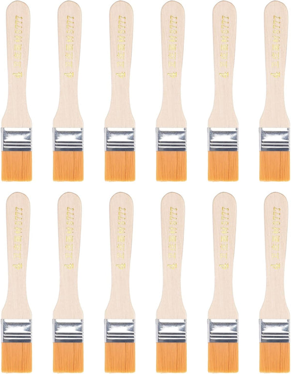 uxcell 6" Paint Brush, 1" Width Soft Nylon Bristle with Wood Handle, Yellow, 12Pcs