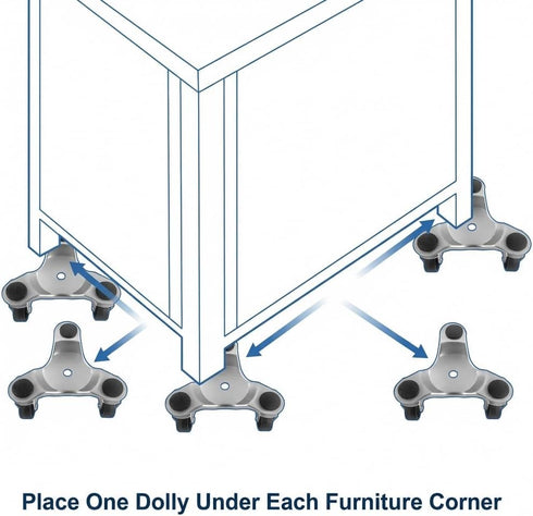 4 6" 200 lbs QWORK pcs Steel Tri-Dolly, Load Capacity, for Moving Furniture & Appliances, Swivel Caster Easy Tool