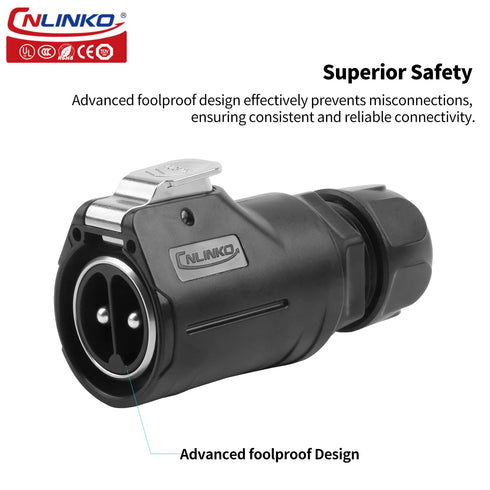 CNLINKO LP-28 2-Pin Waterproof Connector, Secure Screw-in Design Circular Connector, IP68 Quick Plugging Aviation