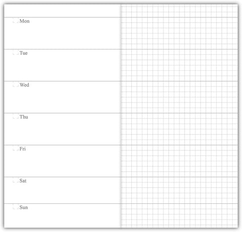 Travelers Notebook Inserts - Weekly Refills for Standard Size, Set of 3, 192 Pages, 8.25 x 4.25 Inches