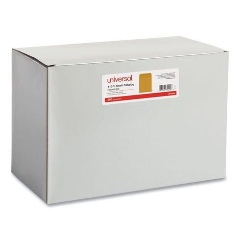 Universal Self-Stick Open End Catalog Envelope, 9 x 12, Brown Kraft, 10 1/2, Square Flap, Self-Adhesive, 250/Box