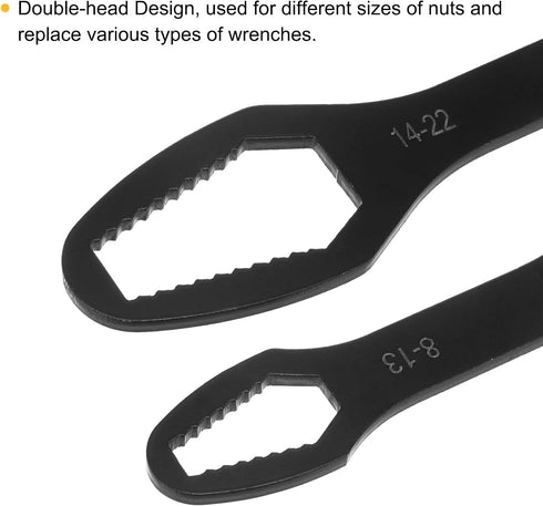 Double-Ended Torx Wrench 9/18"-1/2"(8-22mm), Multifunctional Universal Self-Tightening Wrench Tool