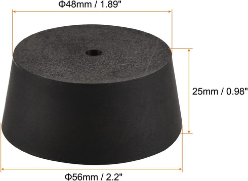 MECCANIXITY Rubber Tapered Plug 48mm to 56mm with Hole Test Tubes Bungs Stopper Black for Lab Home