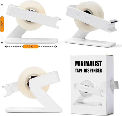ELYPRO Modern Tape Dispenser for Office Desk, Heavy Metal, Space-Saving, Bonus Tape Roll Included