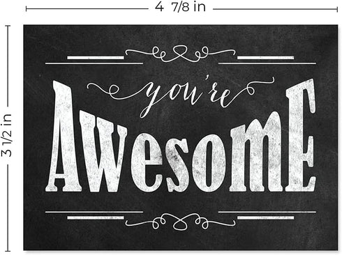Retro Chalkboard Thank You Card Pack, 36 Greeting Cards with Brown Kraft Envelopes, Vintage Designs