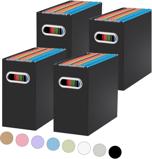 Oterri File Organizer, 4 Packs Small Storage Box, Cardboard File Folder Organizer, Collapsible Hanging File Box for