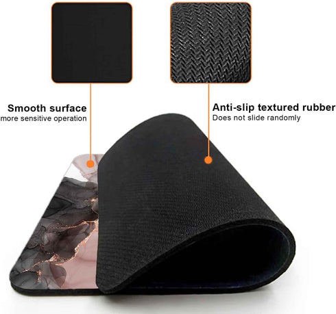 Small Mouse Pad, Rose Gold Marble Design for Laptop, Personalized Portable Travel Mousepad for Wireless Mouse