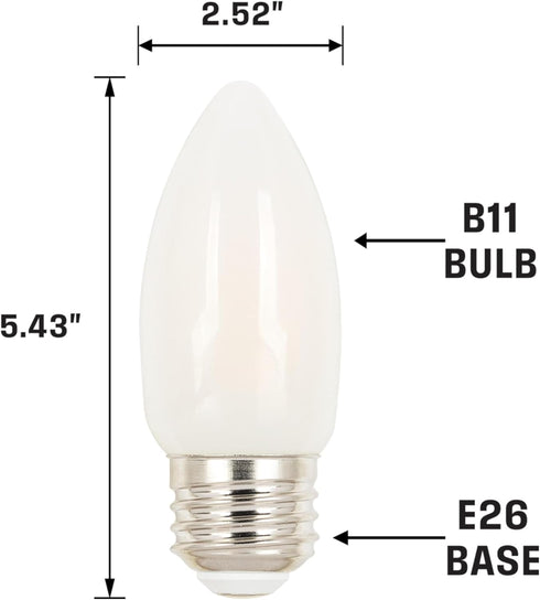 5318020 6.5 (100 B11 Dimmable Bulb, 6 Pack Westinghouse Watt Watt Equivalent) Frosted Filament LED Light Medium Base