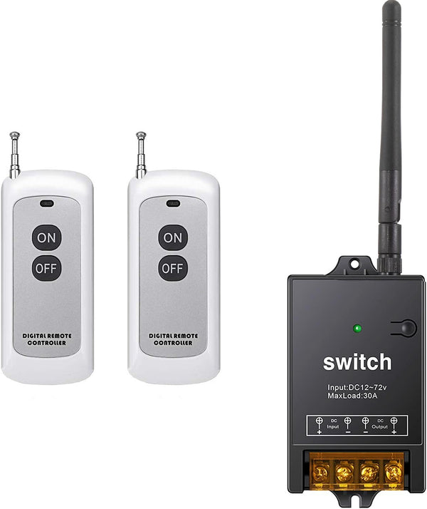 dstfuy Remote Control Switch 12V,DC 12V/24V/48V/72V/40A Relay, Wireless RF Switch with 984FT Long