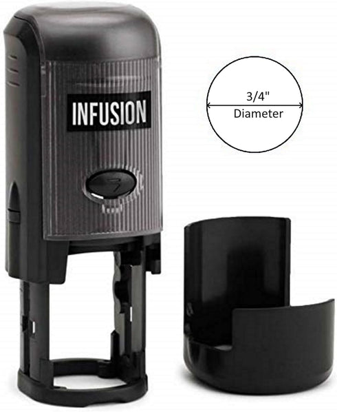 Infusion Checkmark Round Self-Inking Stock Rubber Stamp - 3/4'' Diameter, Green Ink