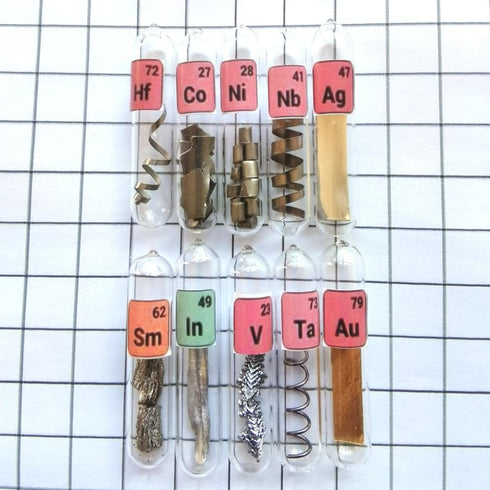 10 1) Pure Element Samples Kit for Periodic Table Collection Rare Earths Metals Vials Ampoule Combination Good as Gift