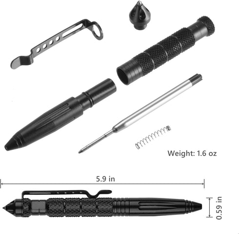 Tungsten Steel Military Tactical Pen - 3 Pack Emergency Self Defense with 12 Black Ballpoint Refills for Writing, Professional Glass Breaker Pen, Multitool for Father's Day