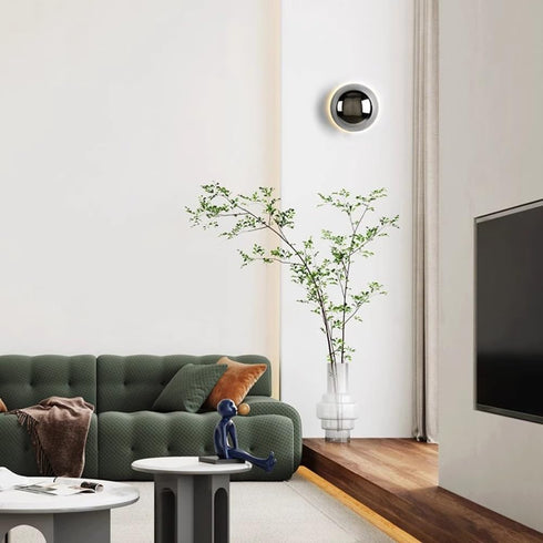 Eberow 6.3 Inch Modern Sphere Wall Sconce, Round Ball Light with Backlit Glow Effect, Contemporary Accent Fixture