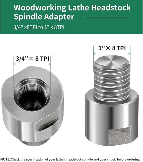 Lathe Headstock Spindle Adapter,Converts FT 3/4" x 16 to MT 1" x 8 TPI for Woodworking Lathe