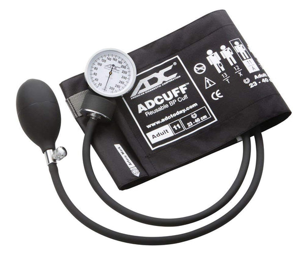 ADC 760-11ABK Prosphyg Model 760 Pocket Aneroid Sphygmomanometer with Adcuff Nylon Blood Pressure Cuff, Black