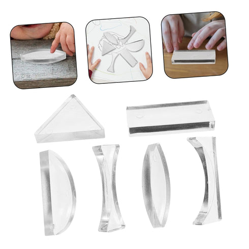 6pcs Luxshiny Acrylic Optical Lenses Convex Concave Lenses Physics Teaching Instrument Physics Optics Experiment Kit