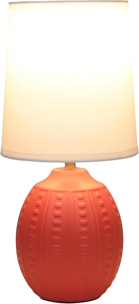 LT1163-ORG 12.5" Simple Designs Chic Glow Mini Textured Oval Table Lamp, for Bedroom, Office, Living Room, Stylish