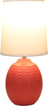 LT1163-ORG 12.5" Simple Designs Chic Glow Mini Textured Oval Table Lamp, for Bedroom, Office, Living Room, Stylish