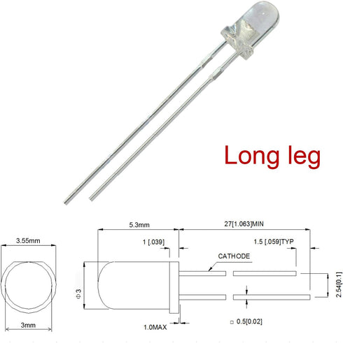 50pcs 12V 3mm White LED 9V Gauge Cluster Instrument Light Emitting Diodes (Optional Colors: White, Blue, Green, Yellow,