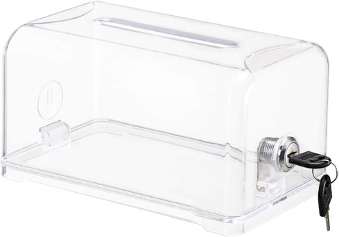 Tip / Donation / Suggestion / Business Card Collection Box with Lock in Clear Color by Polmart