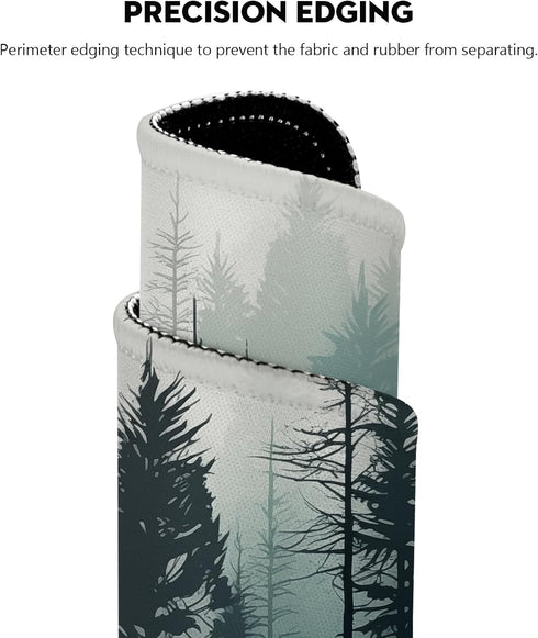 Monochromatic Forest Landscape Digital Art for Mouse Pad - Serene Pine Tree Design, Stitched Edges Non-Slip Rubber Base Mouse Pads for Computers Laptop by Eiszuso